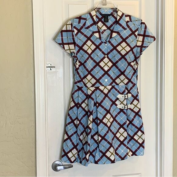 Marc by Marc Jacobs Blue Plaid Mini Dress Size Large - Picture 4 of 10